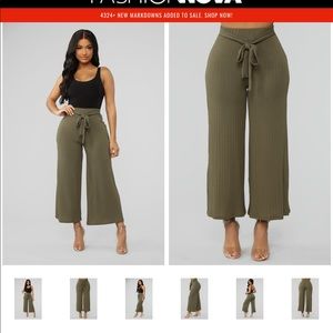 High waist tie pants